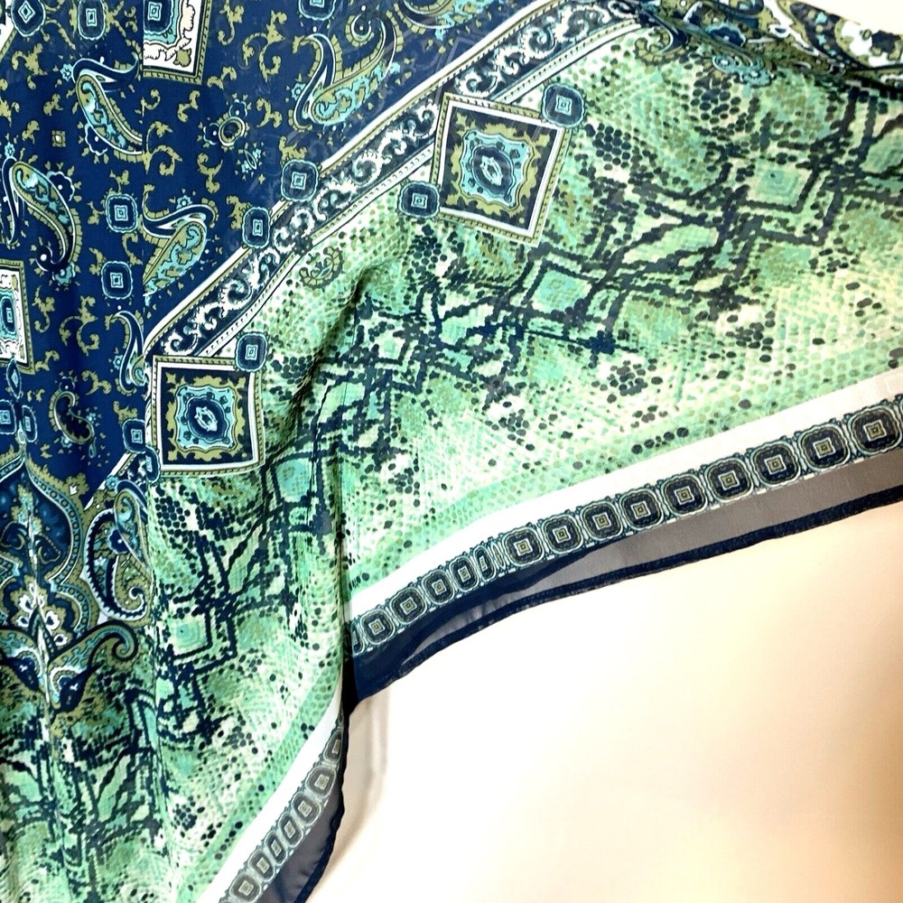 Dana Buchman Flowy Poncho + Camisole Womens XS Boho 2 Piece Set Blue Paisley - Picture 8 of 12